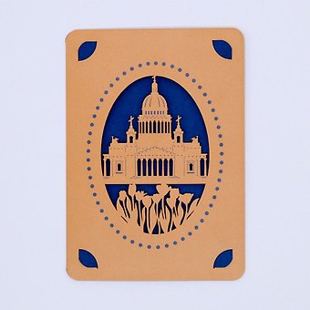 Открытка печатная резная с конвертом Ажурный город (004)