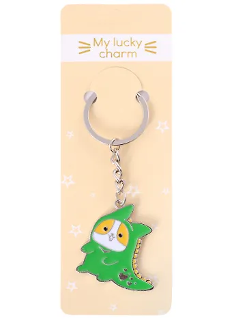 Брелок My lucky charm Корги-динозаврик (металл)