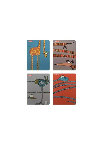 Записная книжка А6 40л кл. Длинношеее карт.обл., мат.лам., выб.лак, блок офсет, сшивка, ассорти, MARKER ARTE