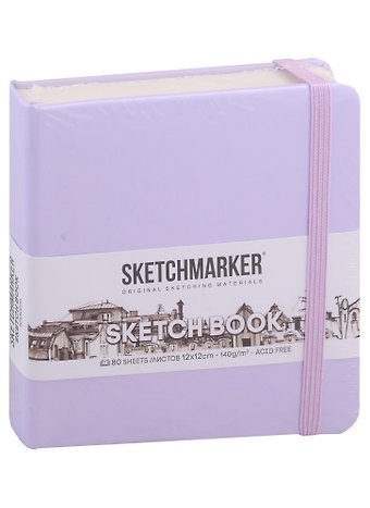Скетчбук 12*12, 80 листов Sketchmarker фиолетовый пастельный, нелинованный, 140г/м2, слоновая кость