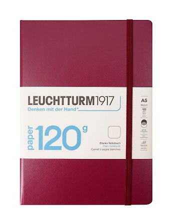 Книга для записей A5, 100 листов, нелинованная Edition 120G, твердая обложка, цвет красный портвейн, Leuchtturm1917