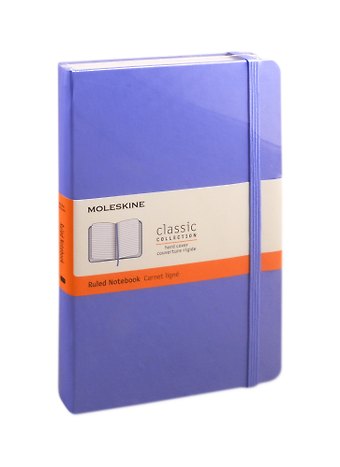 Книга для записей А5, 120 листов в линейку Classic Large, твердая обложка, голубая гортензия, резинка, ляссе, Moleskine