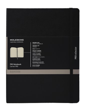 Книга для записей А4, 96 листов в линейку Professional Large, черная, жесткая обложка, резинка, Moleskine