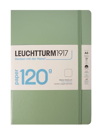 Книга для записей A5, 100 листов, нелинованная Edition 120G, твердая обложка, шалфей, Leuchtturm1917