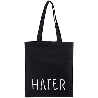 Сумка-шоппер Hater черная, текстиль, 40см.*32см., с 2 ручками