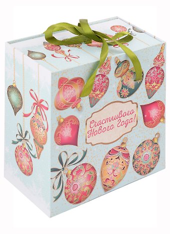 Коробка подарочная Игрушки на голубом 18*18*9,5 Новый год, картон
