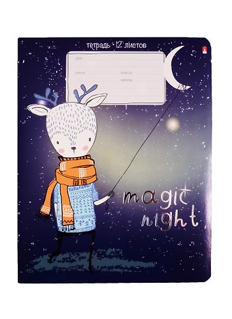 Тетрадь в клетку Альт, Magic Night, 12 листов, в ассортименте