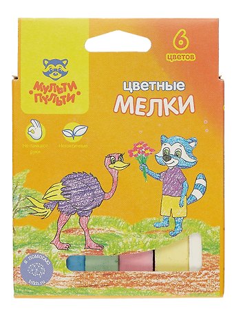 Мелки цветные 06цв Енот в Австралии квадратные, к/к, подвес