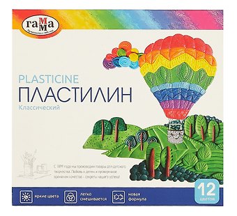 Пластилин Гамма, Классический, 12 цветов