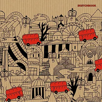 Скетчбук 195*195, 80л. Безумный город (графика), 7Б крафт-бумага., сшитый блок