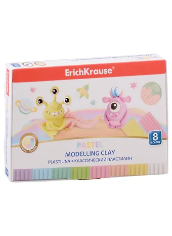 Пластилин 08цв Cosmic Monsters Pastel 144гр, стек, к/к, ERICH KRAUSE