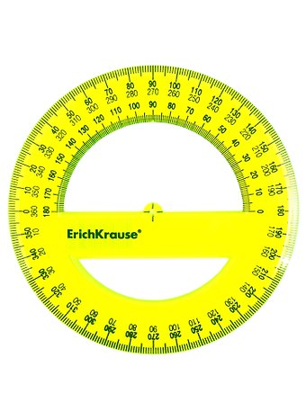 Транспортир 10см 360гр, пластик, ассорти, Erich Krause