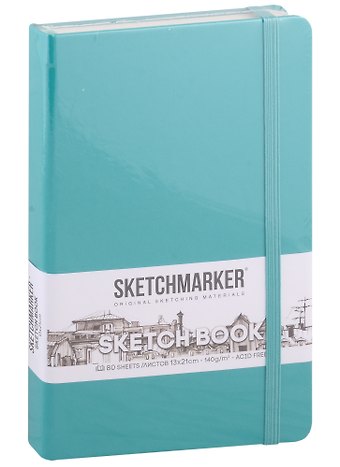 Скетчбук 13*21 80л "Sketchmarker" изумрудный, нелинованн. 140г/м2, слоновая кость, тв.обл.