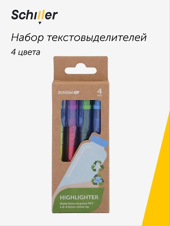 Текстовыделители ECO, 4 штуки, Schiller