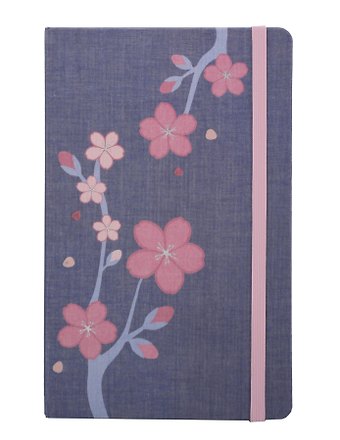Книга для записей А5, 88 листов в линейку Le Sakura Large, синяя, обложка текстиль, Moleskine