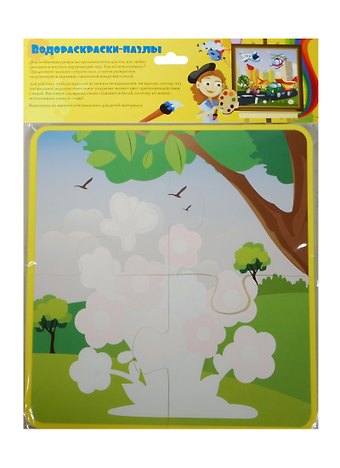 Водораскраски-пазлы Цветы (PR1018) (220х220мм) (0+) (упаковка)