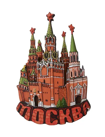 Магнит резной Спасская башня коллаж (дерево) (Москва) (029-2-21S)