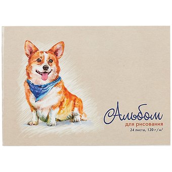 Альбом для рисования Феникс+, Корги, А4, 24 листа, на скрепке