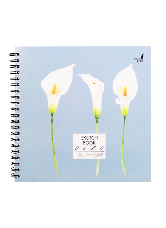 Скетчбук 190*190 40л SKETCHBOOK. Флористика белый офсет, 120г/м2, тв.обложка, евроспираль