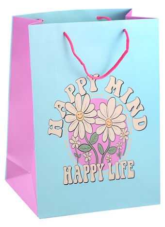 Пакет А4 32*26*12,5 Happy mind, happy life нейтр. бум.мат.ламинат
