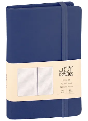Записная книжка А6 96л лин. Joy Book. Синий деним иск.кожа, тонир.блок, скруг.углы, ляссе, резинка, карман на задн.форзаце