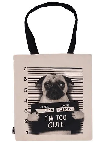 Сумка-шоппер Мопс Im too cute цветная, текстиль 40см.*32см.