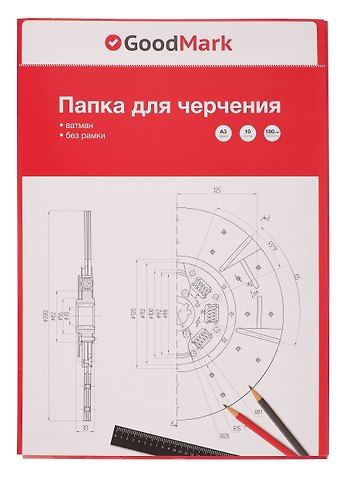 Папка для черчения А3, 10 листов, ватман 180г/м2, GoodMark