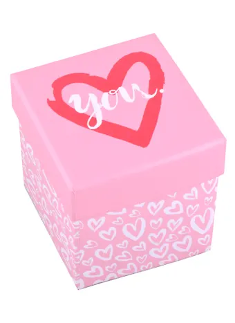 Коробка подарочная I love you розовая  9,5*9,5*10см. картон