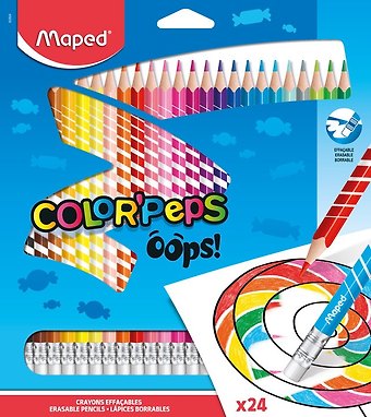 Карандаши цветные Maped, Color'Peps Oops, 24 цвета с ластиком