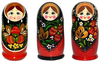 Сувенир, Матрешка. Хохлома 5м, h-15см, дерево М05-0015-4АУ