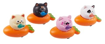 Инерционные машинки, фигурки животных Котики (набор 4 шт машинки + 4 шт морковки)