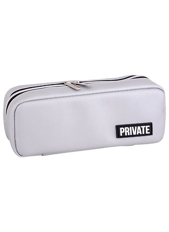 Пенал-косметичка Private серебристый, 21х9х5 см