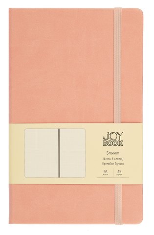 Книга для записей А5 96л кл. Joy Book. Персиковый пух иск.кожа, тонир.блок, скругл.углы, ляссе, резинка, карман на задн.форзаце