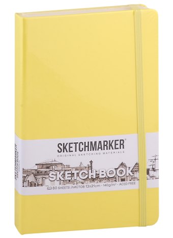 Скетчбук 13*21 80л "Sketchmarker" лимонный, нелинованн. 140г/м2, слоновая кость, тв.обл.