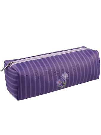 Пенал-косметичка на молнии, из ткани, с подкладкой Lavender, темно-сиреневый в полоску, Yoi