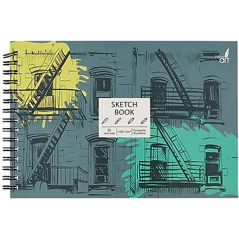 Скетчбук А5 50л SKETCHBOOK. Индустриальный стиль белый офсет, 120г/м2, микротекстурир., евроспираль