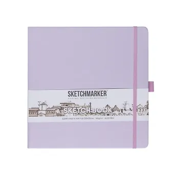 Скетчбук 20*20 80л Sketchmarker фиолетовый пастельный, 140г/м2, слоновая кость, тв.обл.