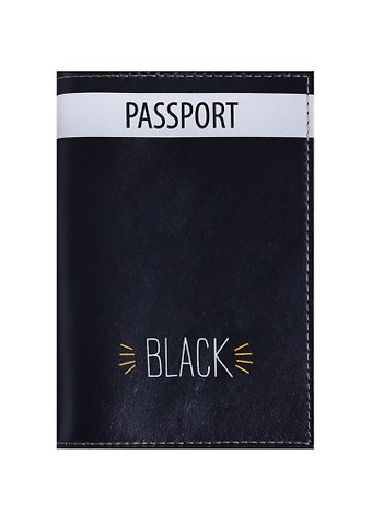 Обложка для паспорта Black (кожа) (ПВХ бокс) (ОК2018-16)