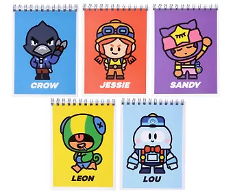 Блокнот А6 40 листов, нелинованный, Lou, Crow, Sandy, Jessie, Leon спираль, в ассортименте