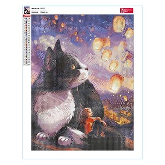 Алмазная мозаика Котик с фонариками 30*40 см