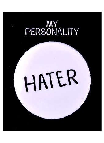 Значок круглый Hater (белый) (металл) (38см) (ЗН2021-002)