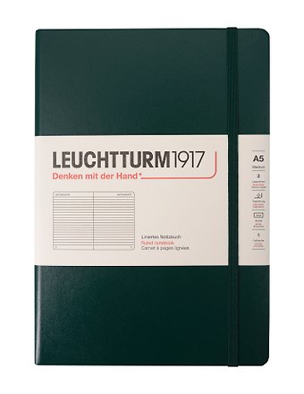 Книга для записей A5, 125 листов в линейку Medium, твердая обложка, Зеленый лес, Leuchtturm1917