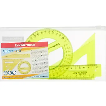 Набор геометрический средний Neon (треуг.2шт.,лин.20,тр-р 360 гр.), ERICH KRAUSE