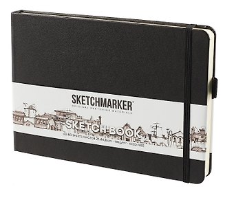 Скетчбук 21*14, 80 листов Sketchmarker черный, нелинованный, 140г/м2, слоновая кость