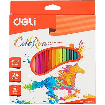 Карандаши цветные Deli, Color Run, пластиковые 24 цвета