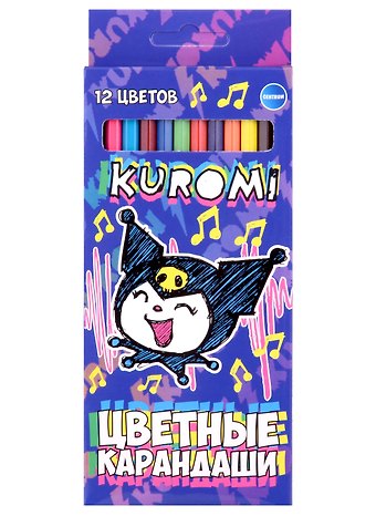 Карандаши цветные Kuromi, пластиковые 12 цветов