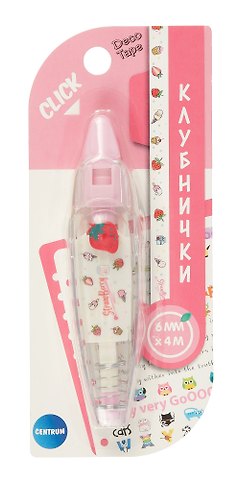 Корректор-лента Клубнички 6 мм х 4 м с рисунками для коррекции текста, творческих работ