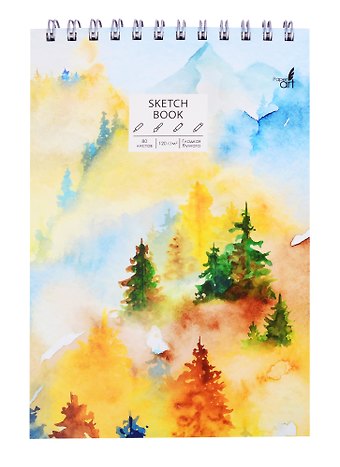 Скетчбук А5+ 80л SKETCHBOOK. Акварельный пейзаж белый офсет, 120г/м2, 7БЦ