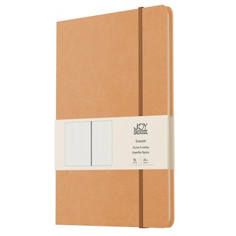 Книга для записей А4- 96л кл. "Joy Book. Крем-брюле" иск.кожа, тонир.блок, скругл.углы, ляссе, резинка