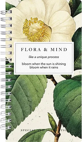 Блокнот Flora. Камелия, 100 листов в клетку, 94 х 174, твердый переплет, спираль